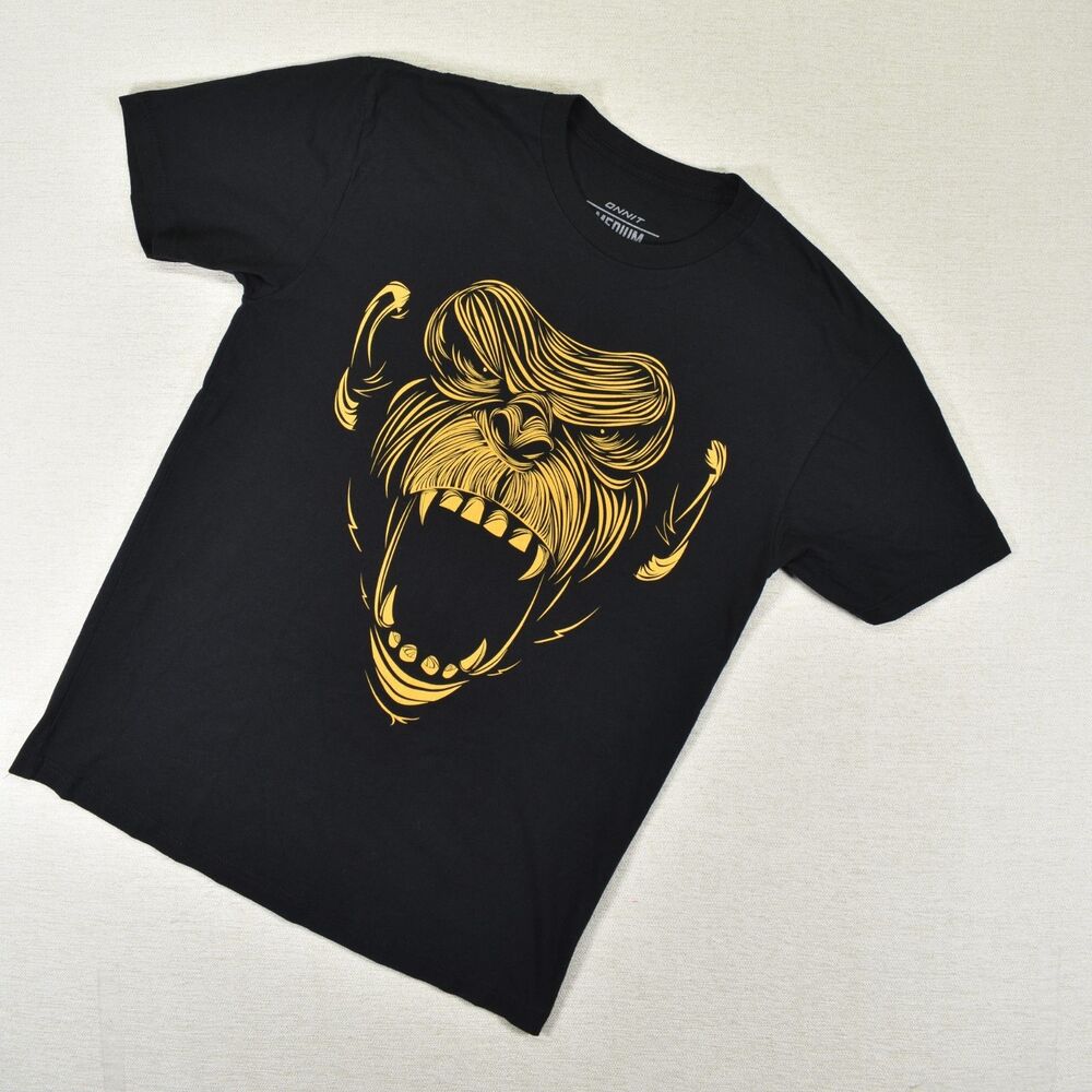 Onnit Graphic Print T-Shirt Mens Size M Gorilla Ape Black Short Sleeve Joe Rogan